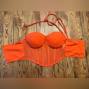 Pretty little thing orange mesh strappy corset sz 4
